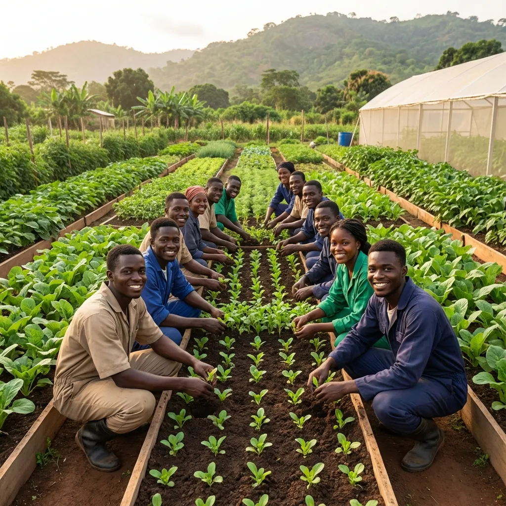 Young farmers working together